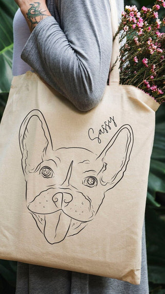 Custom Pet Portrait Tote Bag - Frenchie French Bulldog