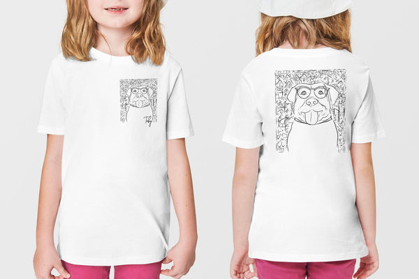 INFANT, TODDLER, or YOUTH Custom Full Face Pet Portrait with Pattern Kid's T-Shirt