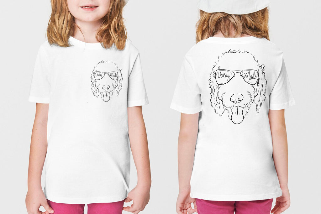 INFANT, TODDLER, or YOUTH Custom Full Face Pet Portrait with Vacay Mode Glasses Kid's T-Shirt