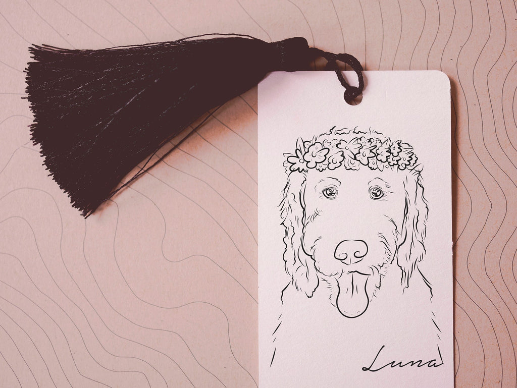 Custom Dog, Cat, or Other Pet's Full Portrait with Flower Crown Bookmark