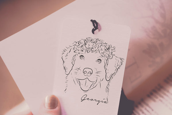 Custom Dog, Cat, or Other Pet's Full Portrait with Flower Crown Bookmark