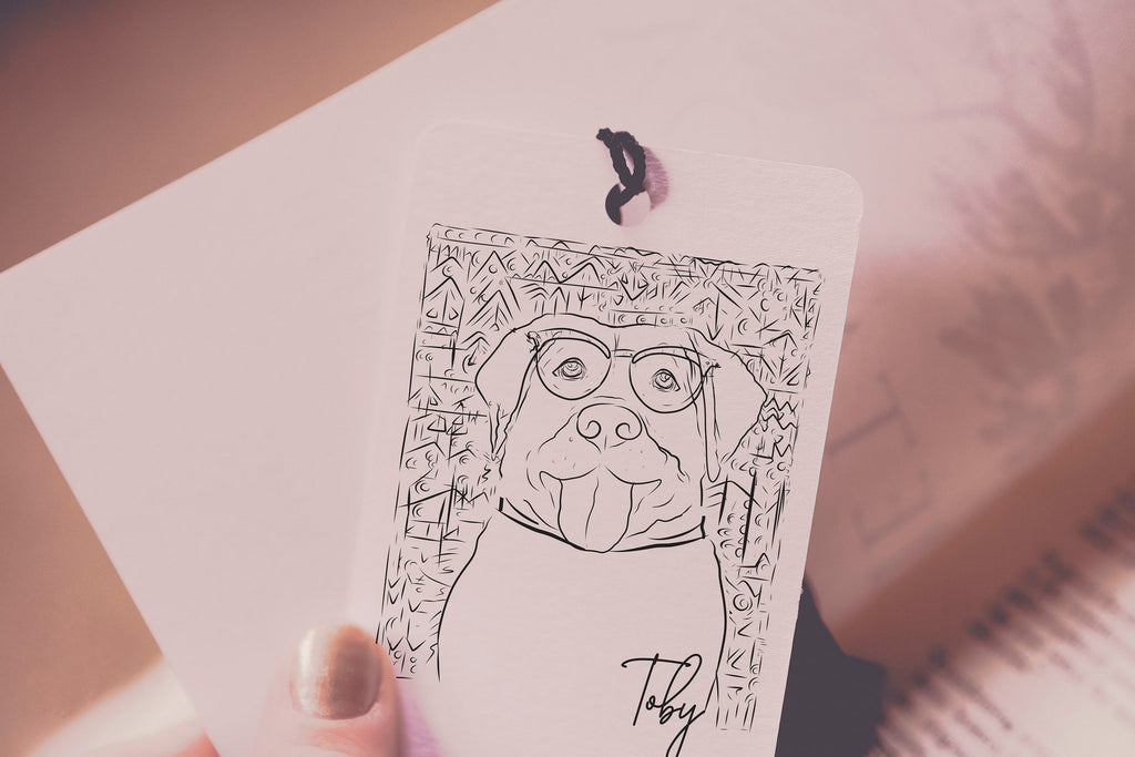 Custom Dog, Cat, or Other Pet's Full Portrait with Pattern Bookmark