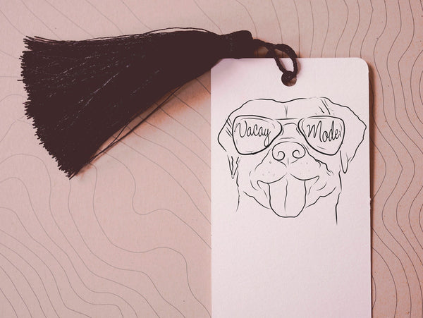 Custom Dog, Cat, or Other Pet's Full Portrait with Vacay Mode Glasses Bookmark
