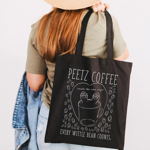 Peetz Coffee Every Wittle Bean Counts Funny Tote Bag