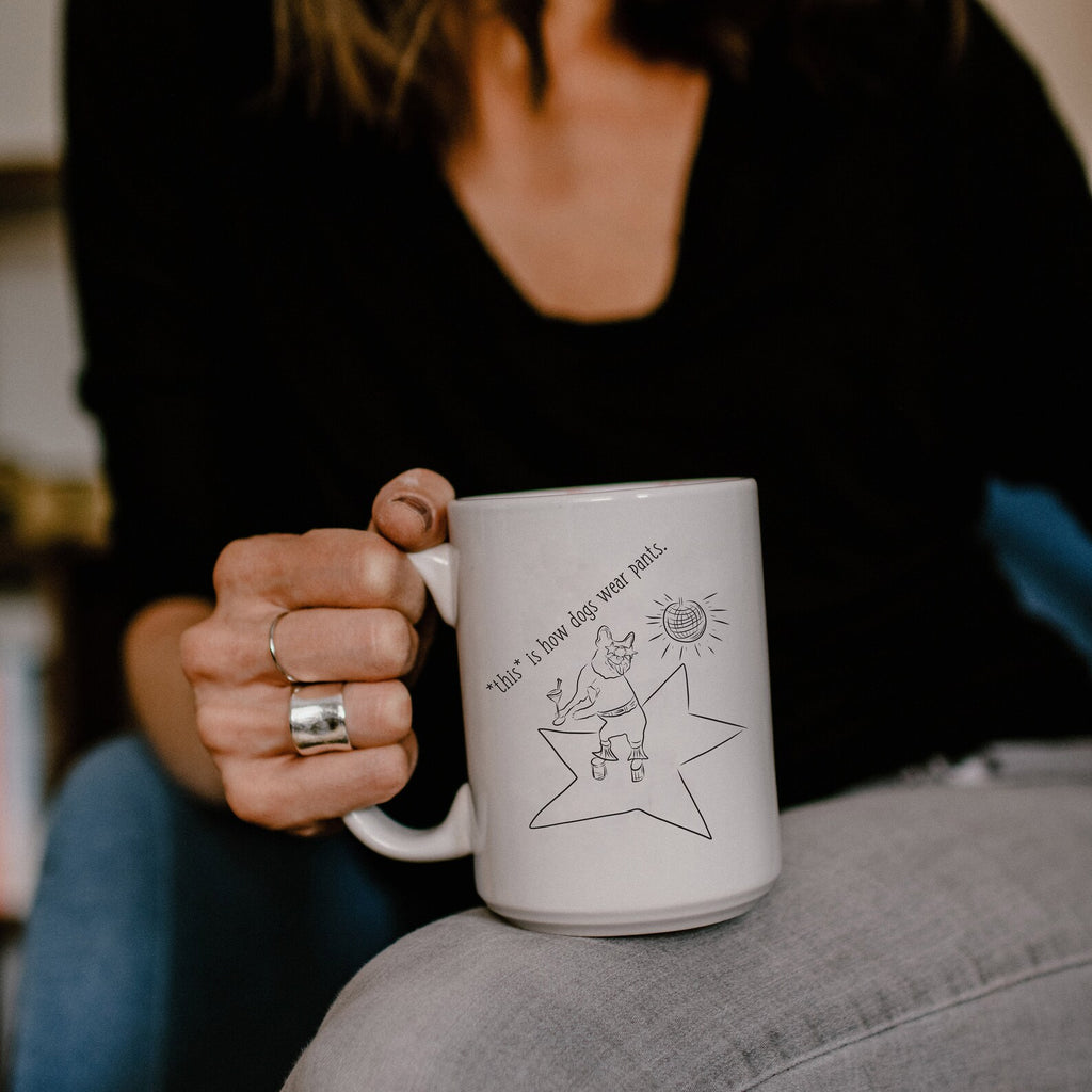 Pawty Dog with Optional Wording Cartoon Illustration Mug