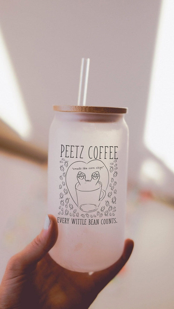 Peetz Coffee (Customization Optional) 16 oz or 20 Oz Frosted Beer Can Cup With or Without Lid