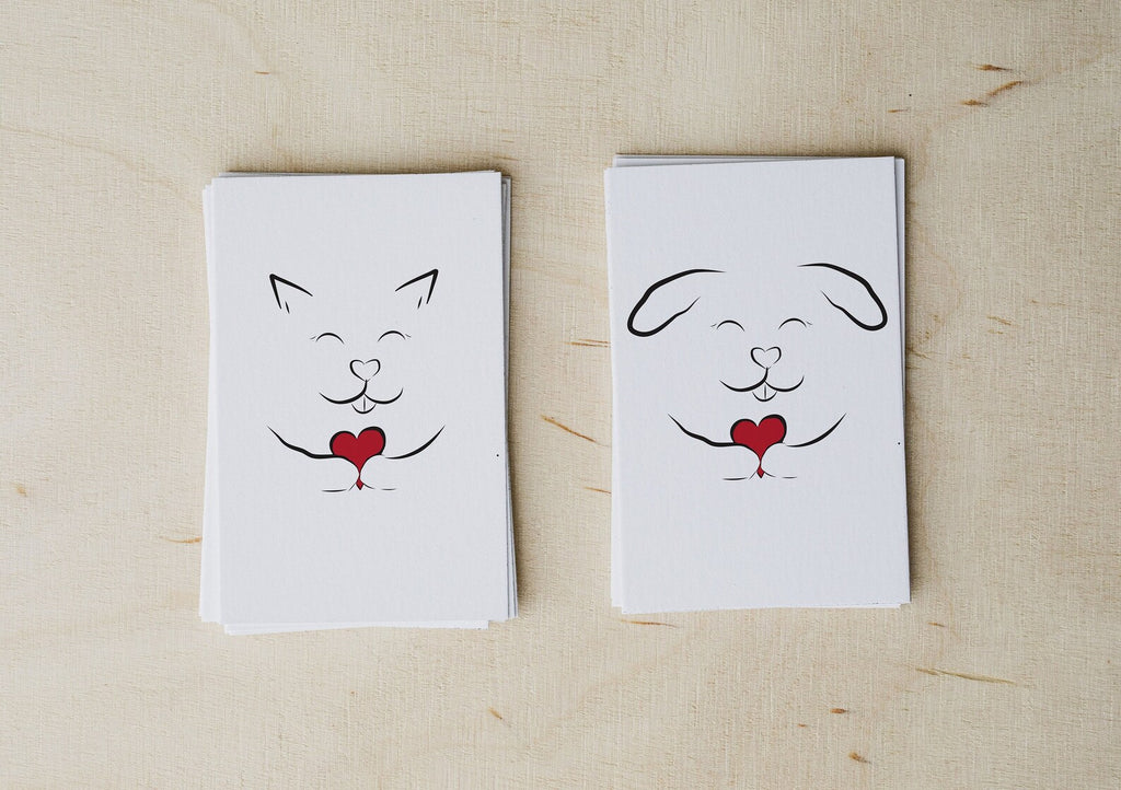 Dog or Cat With Heart Wall Art Print