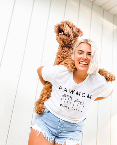 Pawmom Customized Personalized Paws with Names Unisex T-Shirt