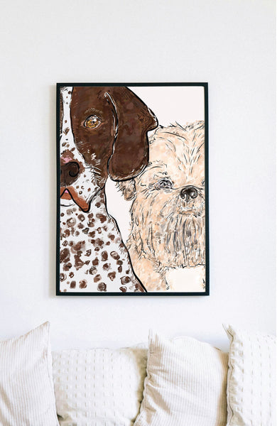 Color Digital Pet Portrait Painting of Your Dogs, Cats, or Other Pets