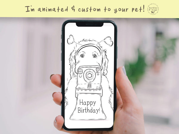 Custom Animated Greeting Card with Custom Wording and Pet Portrait for Emails