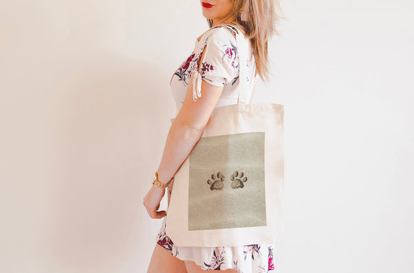 Custom Paw Prints in the Sand Personalized Beach Tote