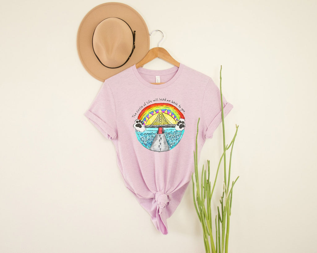 Bella + Canvas Rainbow Bridge Lilac Tee with Optional Pet Ears in