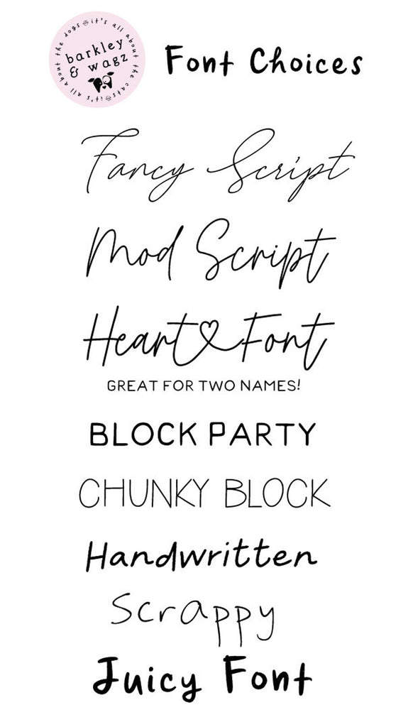 Barkley & Wagz : Font Choices Chart