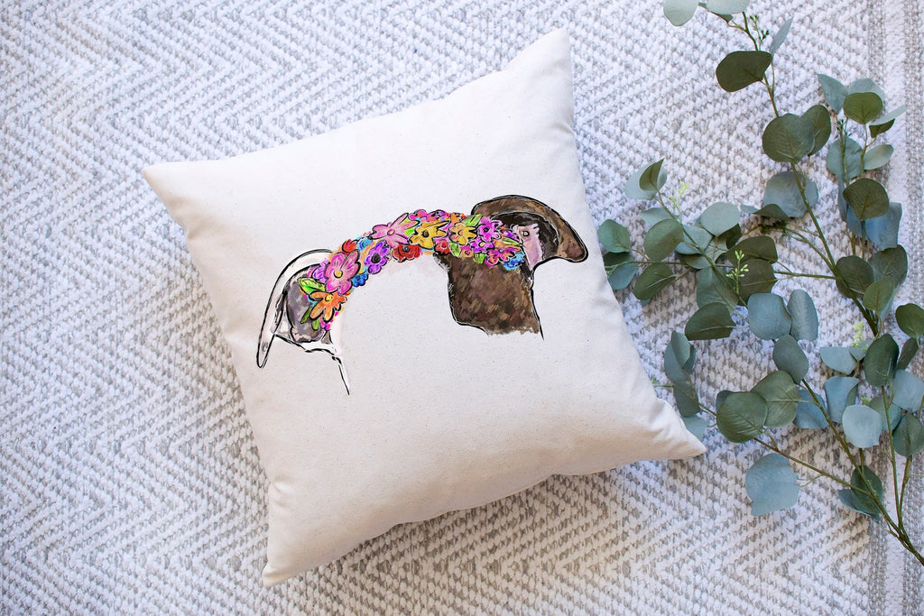 Custom Full Color Dog, Cat, Or Other Pet Ears Outline Tattoo Inspired Pillow with Rescue Dog Ears