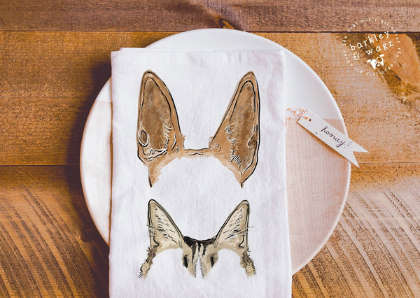 Custom Full Color Dog, Cat, or Other Pet Ears Tea Towel with Cat and Dog