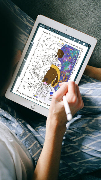 Custom Outer Space Digital Coloring Page Pet Portrait for Procreate, Illustrator, Sketchbook, and More!