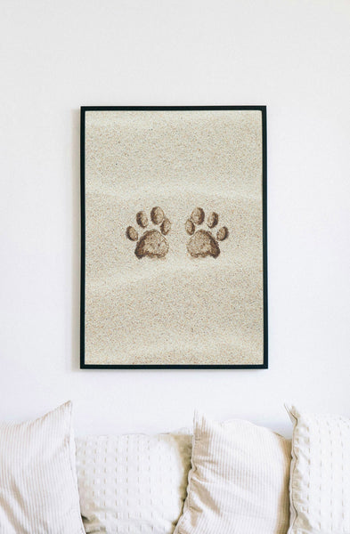 Customized Paw Prints in the Sand Art Print