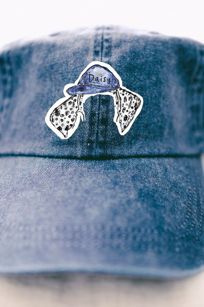 Personalized Full Color Faux Stickers Pet Ears Baseball Hat with Dalmatian Ears Wearing Hat