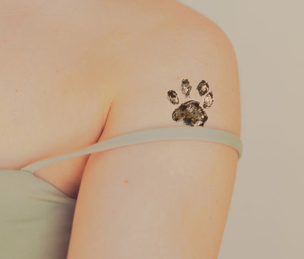 Custom Watercolor Paw Print Temporary Tattoo Sheet SImple Minimalist