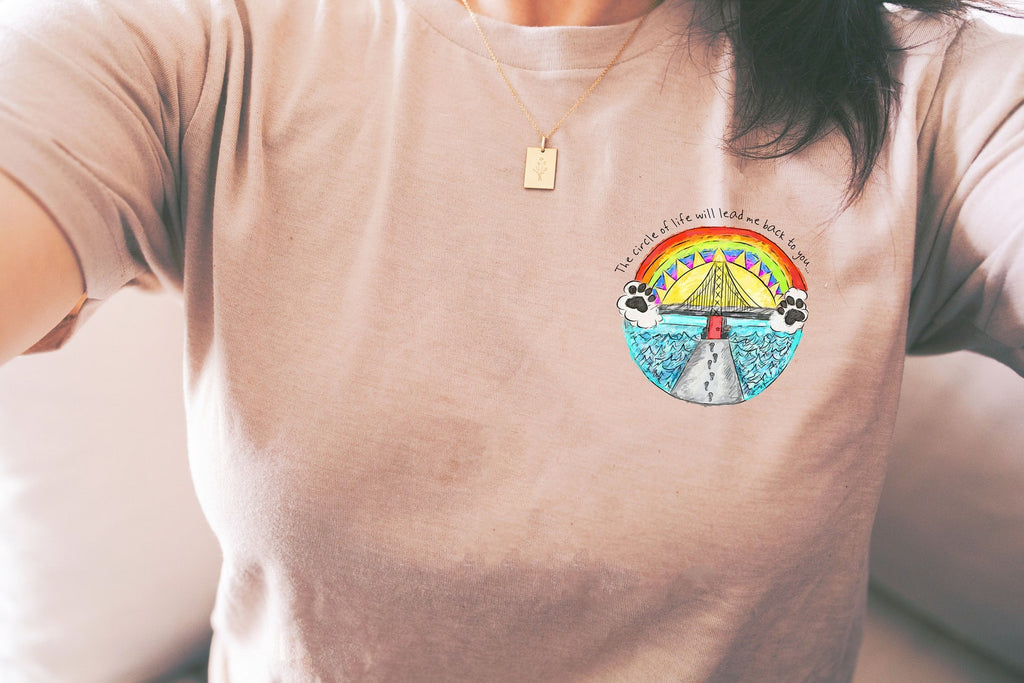 Bella + Canvas Rainbow Bridge Tee in Tan with Optional Pet Ears