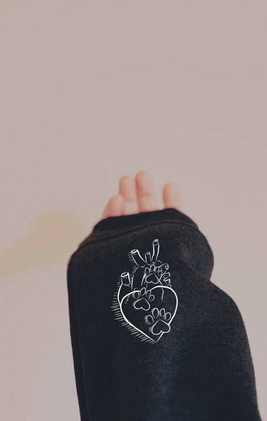 Paw Prints on My Heart Unisex Sweatshirt or Hoodie in Heather Black