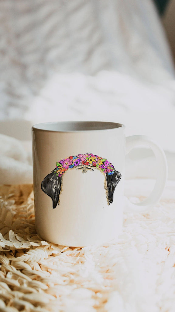 Custom Full Color Flower Crown Dog, Cat, or Other Pet Ears Coffee Mug Cup with Mastiff Ears