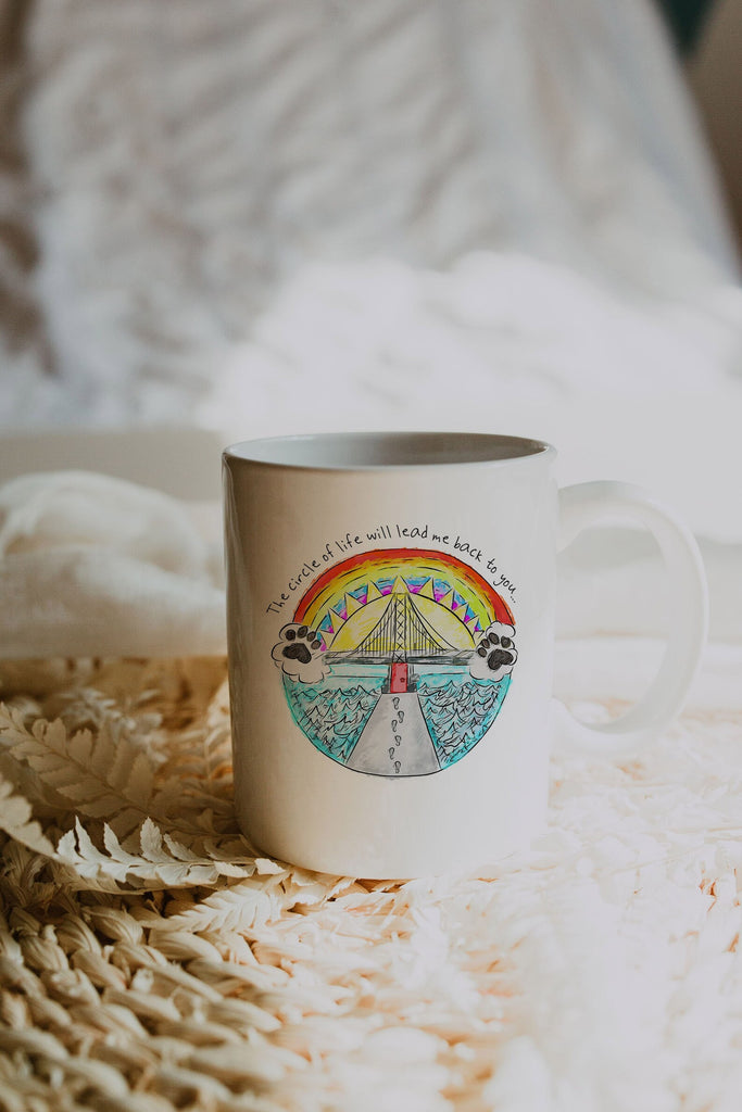 Memorial Rainbow Bridge In Memory Pet Comfort Coffee Mug with White Handle