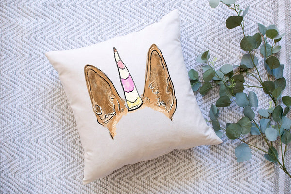 Custom Full Color Dog, Cat, Other Pets' Ears Unicorn Pillow