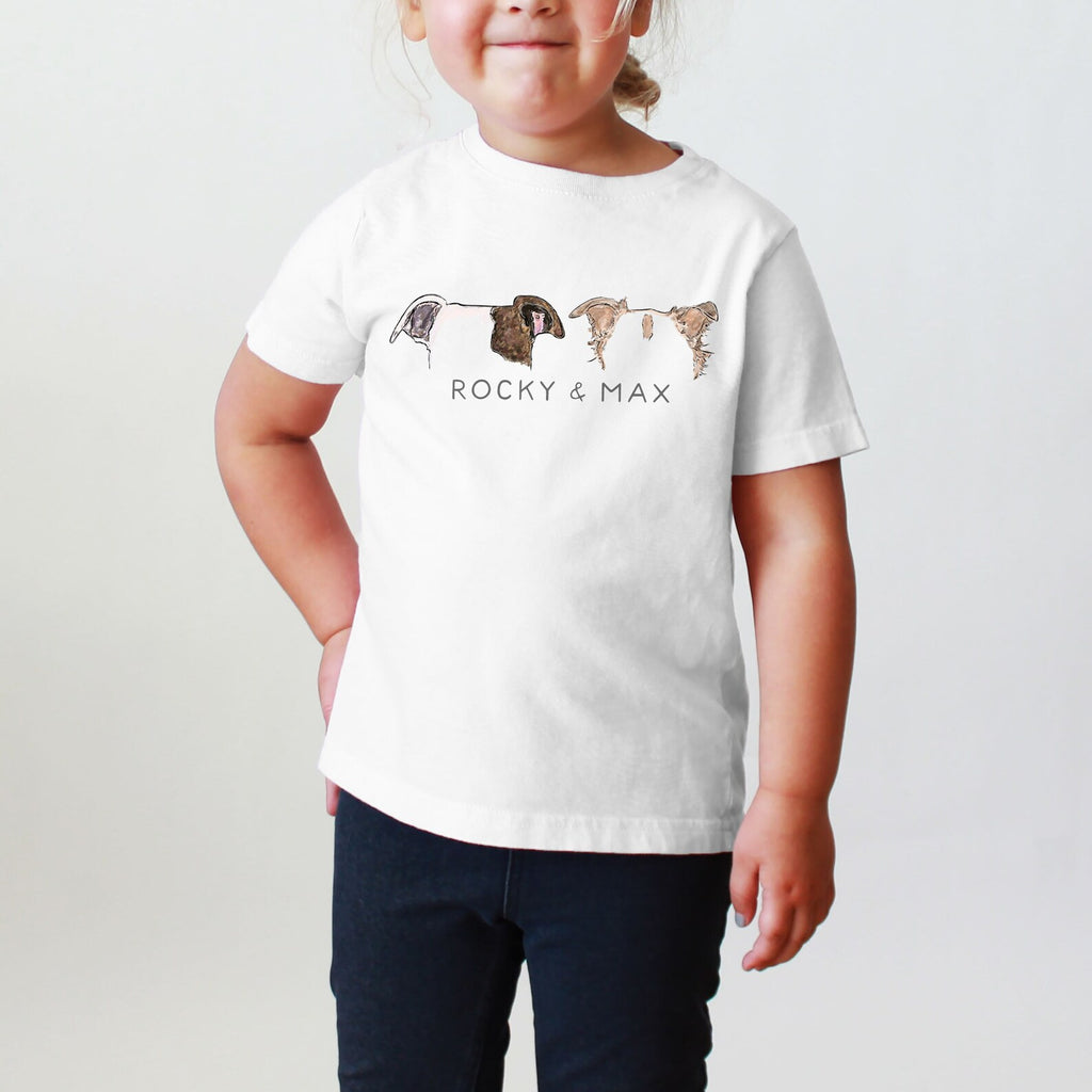 INFANT, TODDLER, or YOUTH Personalized Full Color Custom Pet Ears Youth T-Shirt with Two Dogs Side by Side