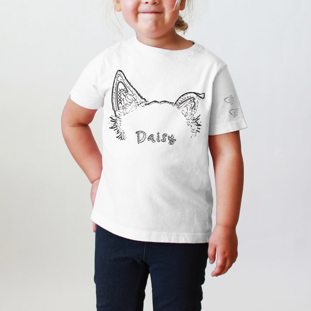 INFANT, TODDLER, or YOUTH Custom Faux Embroidered Look Pet Ears Unisex Youth T-Shirt