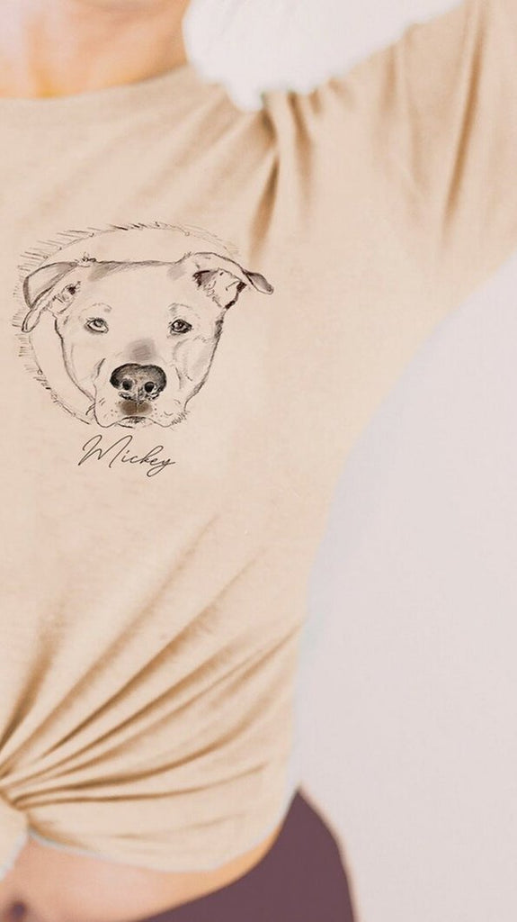 Bella + Canvas Tattoo Inspired Unisex Pet Portrait T-Shirt in Tan with Matching Temporary Tatttoo