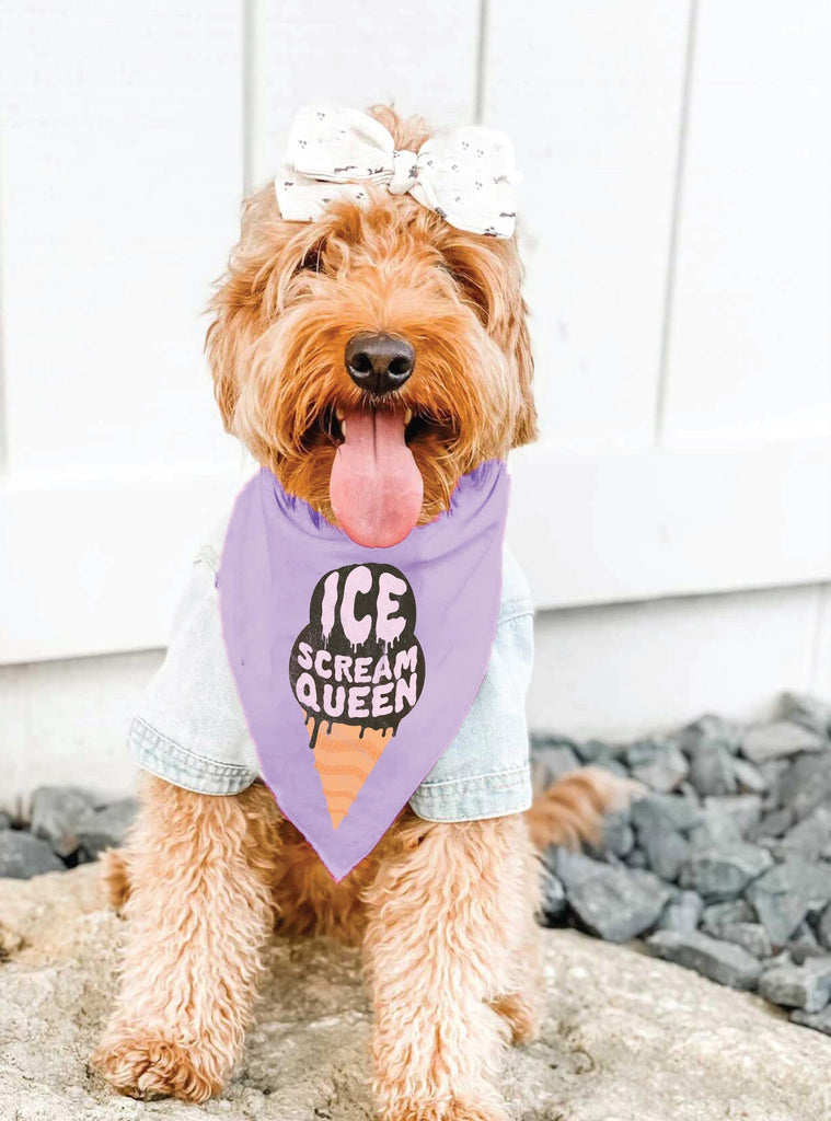 Ice Scream Queen or Ice Scream Queen Halloween Pun Bandana in Lilac