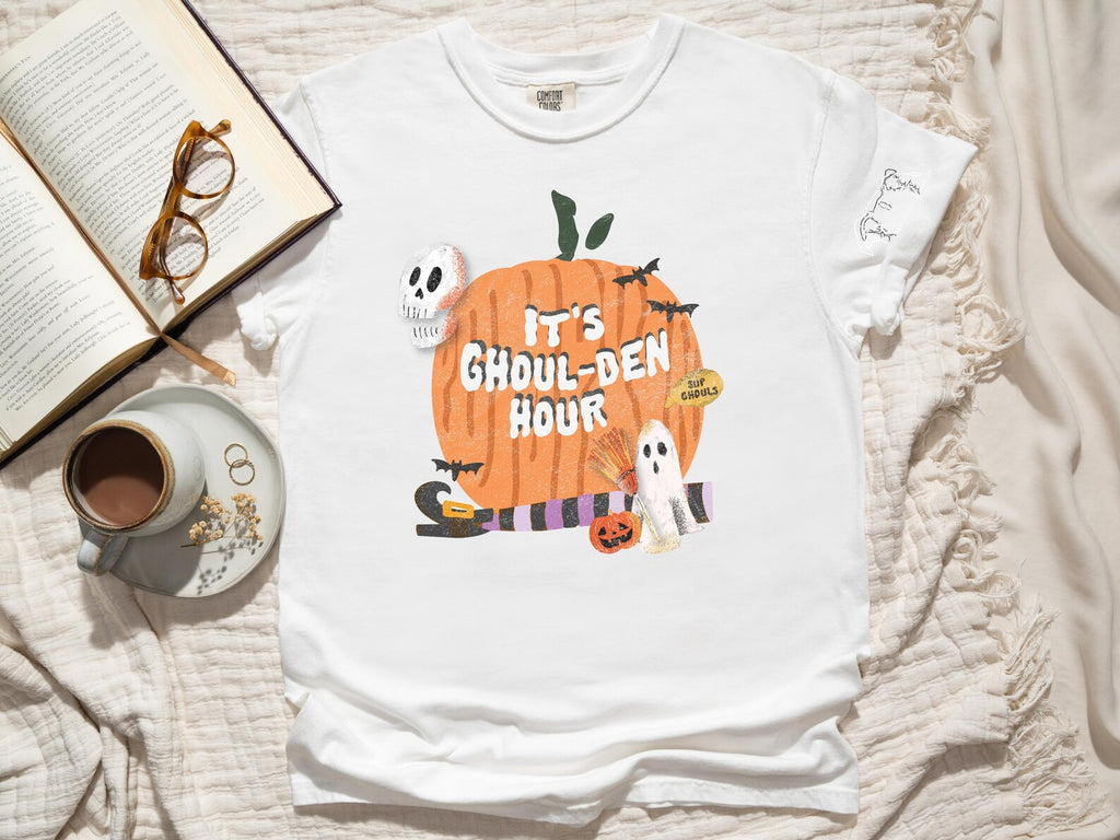 It's Ghoul-den Hour Unisex T-Shirt With Optional Custom Pet Ears in White