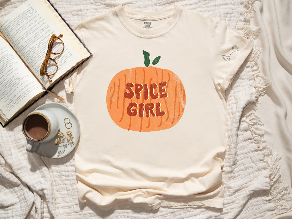 Pumpkin Spice Girl Unisex T-Shirt With Optional Custom Pet Ears - In Natural Color