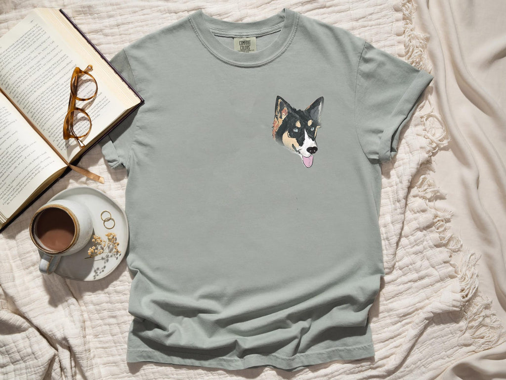 Now in Color! - Comfort Colors Custom Full Face Pet Portrait Unisex Front Back T-Shirt with Pocket Design