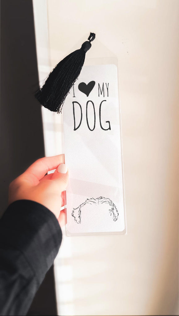 Custom Dog, Cat, or Other Pet's Ears Bookmark with Customized Wording - With I love my dog wording