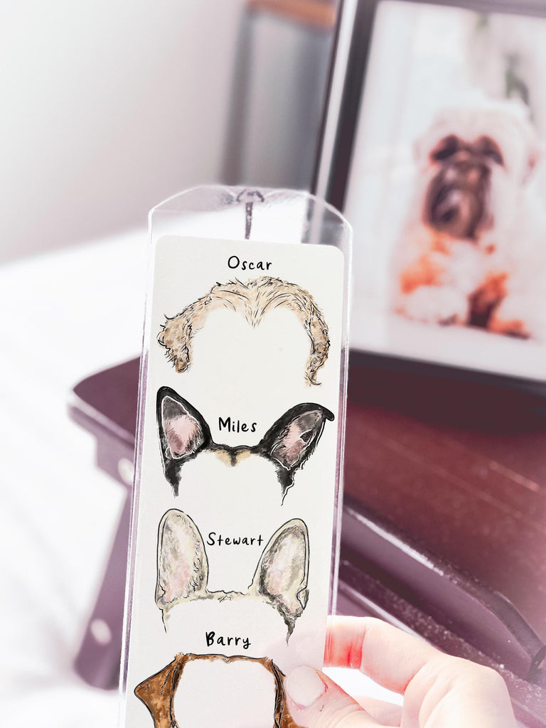 Custom Full Color Dog, Cat, or Other Pet Ears Bookmark Stacked with Names