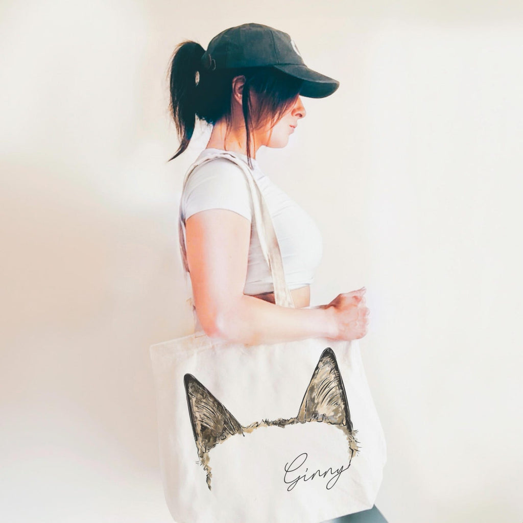 Full Color Personalized Dog, Cat, or Other Pet Ears Custom Tote Bag Minimalist