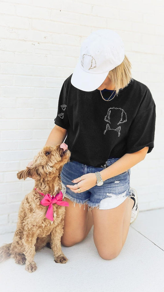 Comfort Colors Faux Embroidery Personalized Pet Ears T-Shirt - Goldendoodle Ears