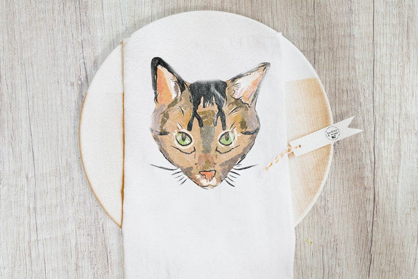 Custom Full Color Cat, Dog, or Other Pet Portrait Tea Towel