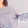 Customized Heart Between Pet Ears Comfort Colors Sweatshirt in Gray