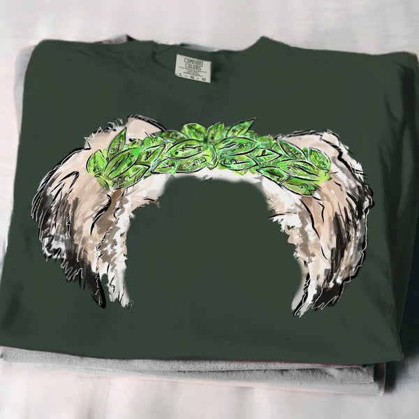 Comfort Colors Custom Leaf Crown Color Pet Ears T-Shirt in Dark Green