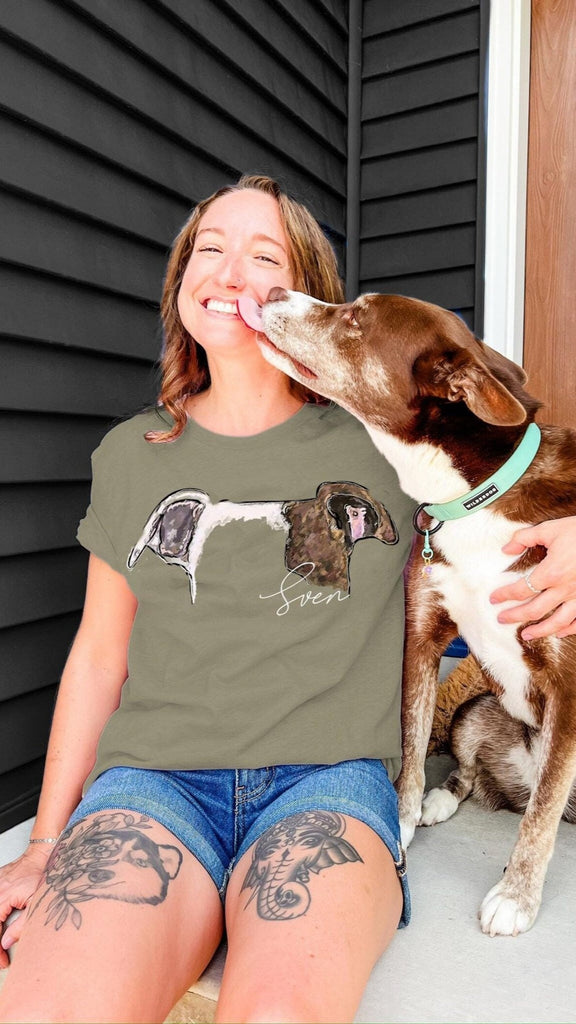 Now in Color! - Comfort Colors Customized Painted Pet Portrait T-Shirt in Military Green