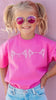 INFANT, TODDLER, or YOUTH Custom Faux Embroidered Look Pet Ears Tee in Hot Neon Pink