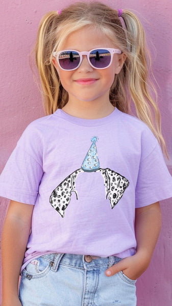 INFANT, TODDLER, or YOUTH Personalized Full Color Custom Pet Ears Birthday Tee in Lilac Purple