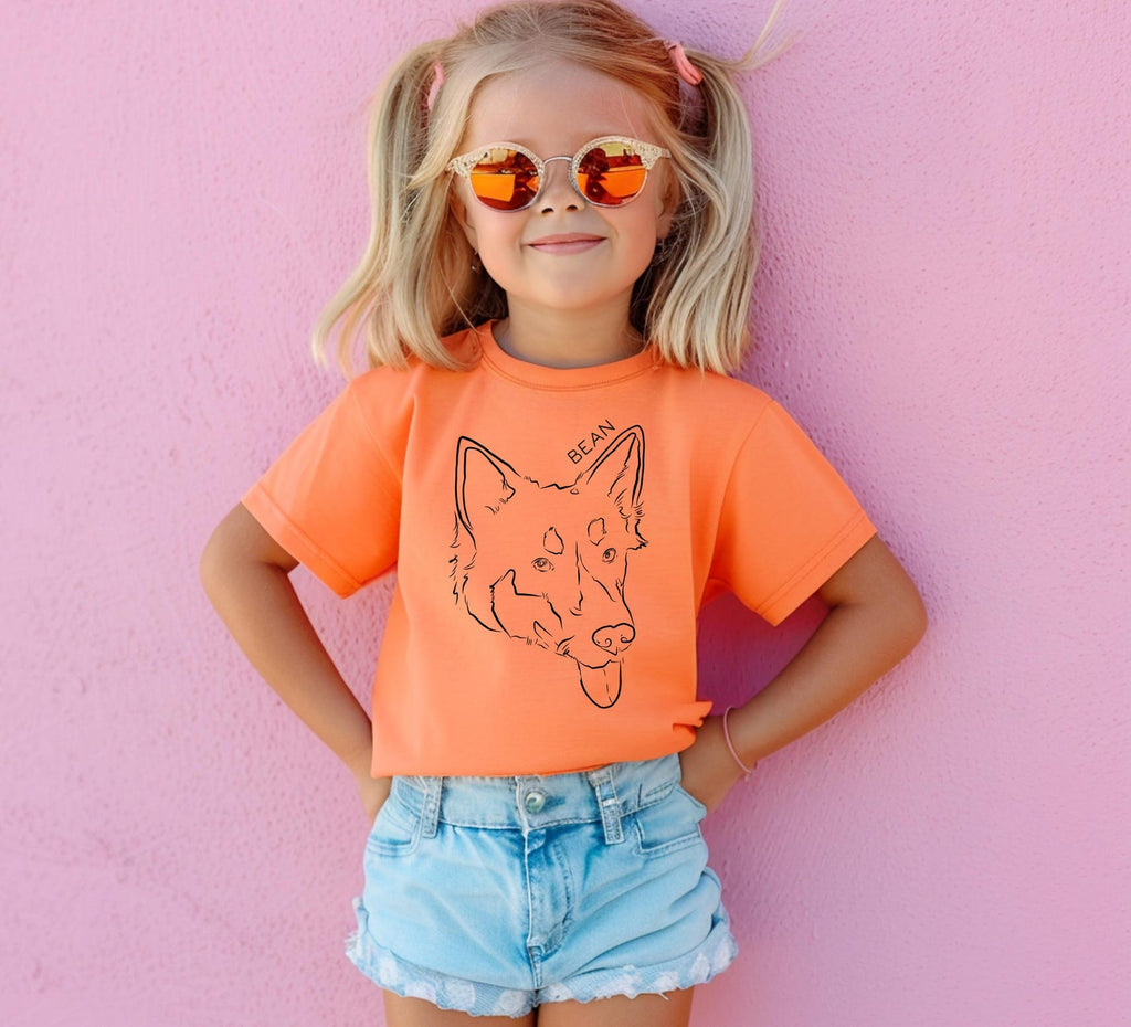 INFANT, TODDLER, or YOUTH Custom Full Face Outline T-Shirt Top in Orange