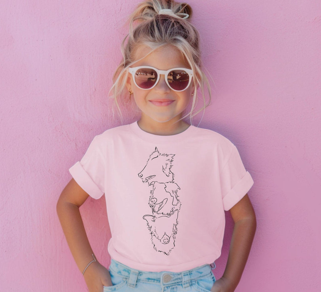 INFANT, TODDLER, or YOUTH Custom Stacked or Side By Side Pets T-Shirt in Light Blossom Pink - Comfort Colors