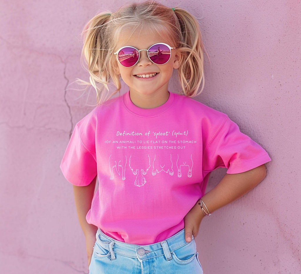 INFANT, TODDLER, or YOUTH Sploot Definition T-Shirt with Optional Custom Sploot/s in Neon Hot Pink