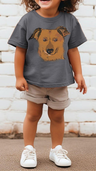 INFANT, TODDLER, or YOUTH Personalized Full Color Custom Pet Portrait T-Shirt in Dark Grey