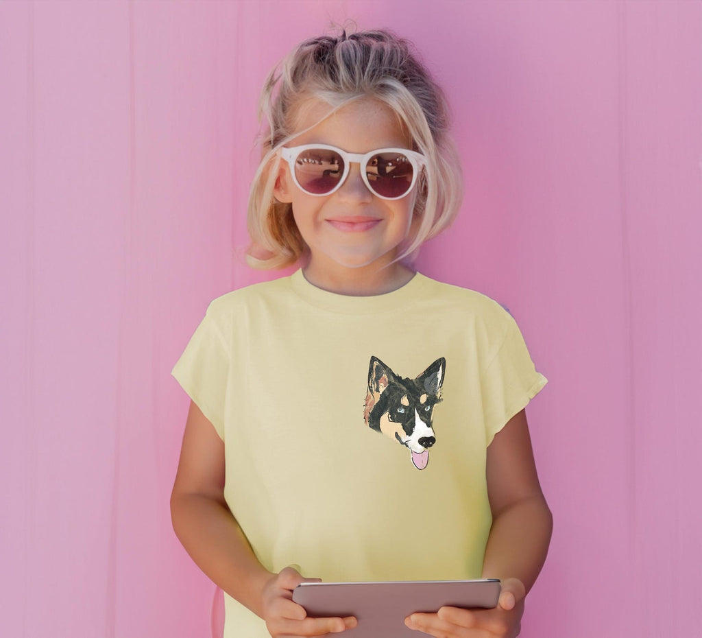 INFANT, TODDLER, or YOUTH Personalized Full Color Custom Pet Portrait T-Shirt in Butter Yellow